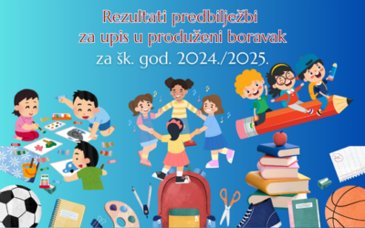 Rezultati predbilježbi za upis u program produženog boravaka za šk. god. 2024./2025.