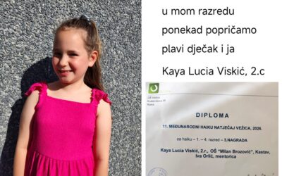 Učenica Kaya Lucia Viskić osvojila je 3. mjesto na međunarodnim haiku susretima u kategoriji učenika od 1. do 4. razreda