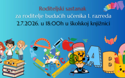 Roditeljski sastanak za roditelje budućih učenika 1. razreda